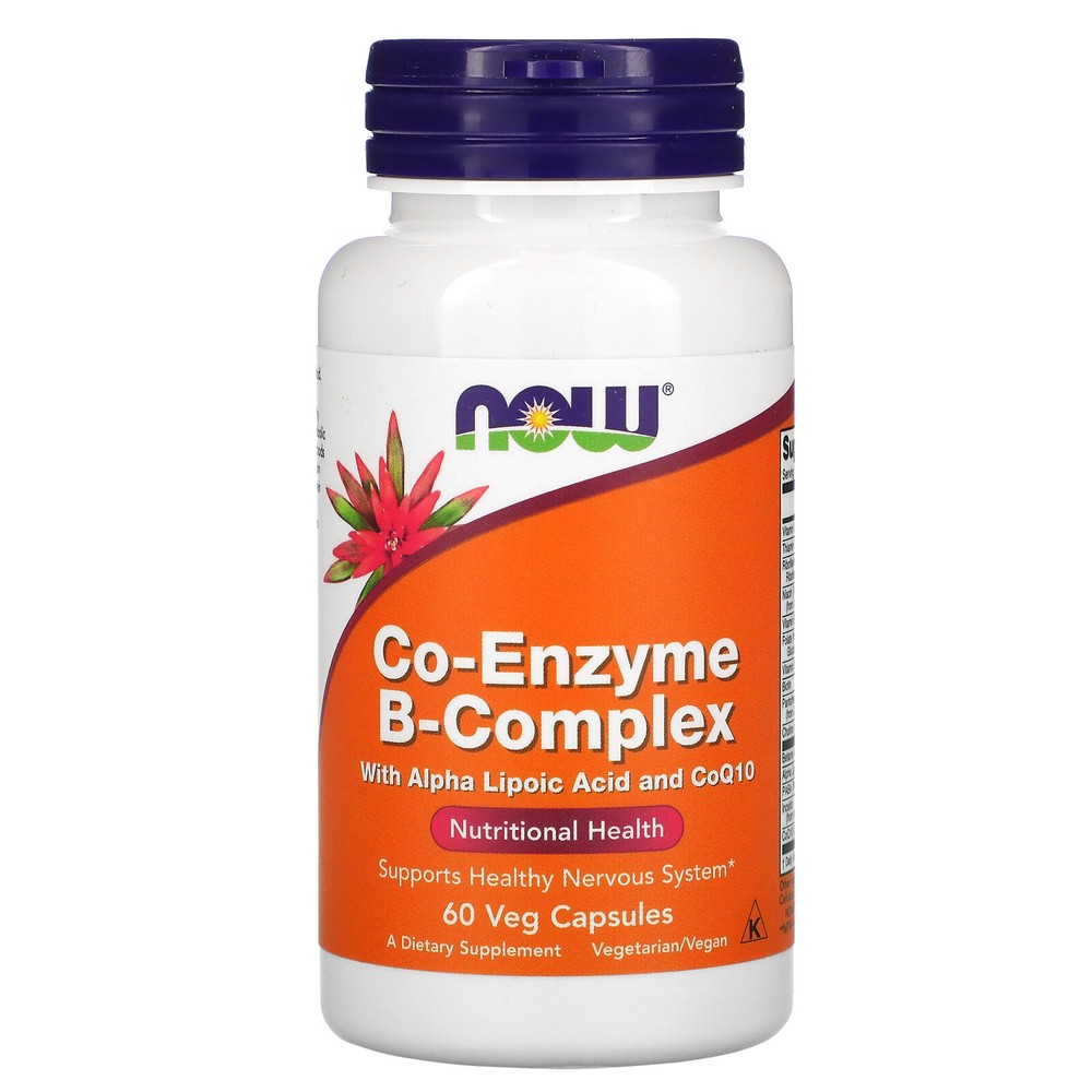 Now Foods Co-Enzyme B-Complex 60 Veggie Caps GMP Quality Assured, Vegan,