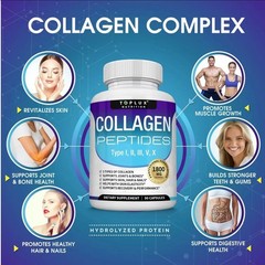 5-Type Collagen Peptides 1800mg for Skin & Joint Health,Toplux Nutrition,90 Caps