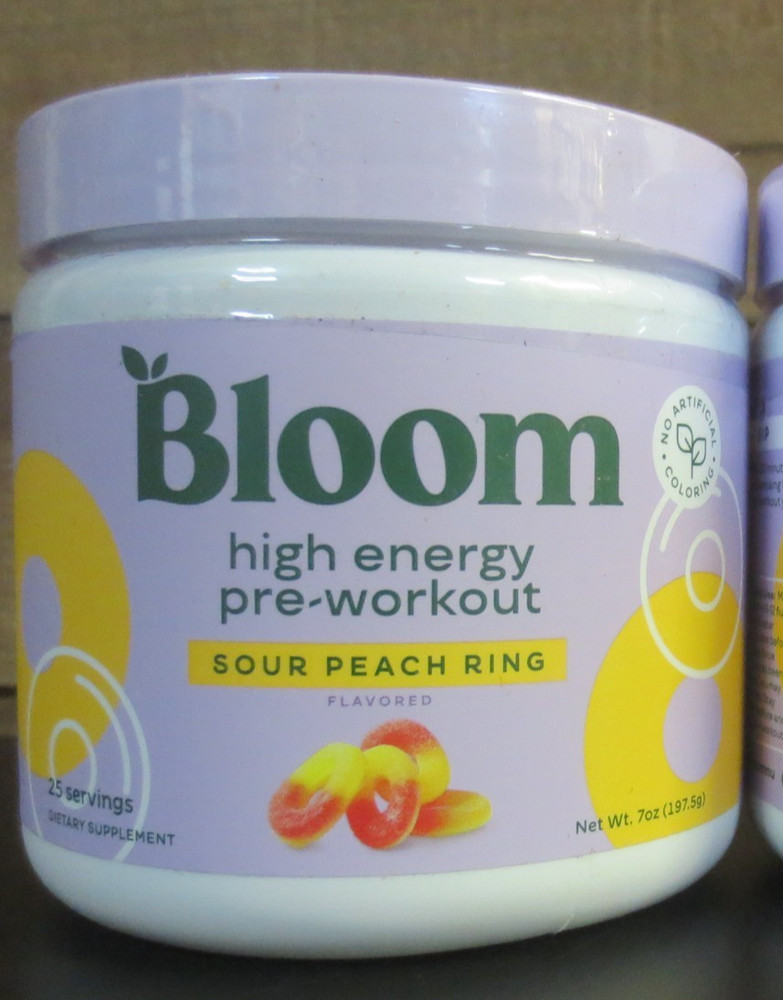 BLOOM NUTRITION High Energy Pre-Workout Supplement Powder – Sour Peach Ring