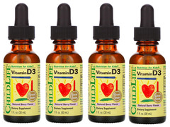 ChildLife, (4 Pack) Vitamin D3, Natural Berry Flavor, 1 fl oz (30 ml)