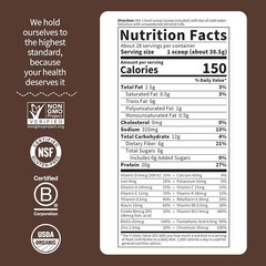 Meal Replacement Shakes, Raw Organic, Chocolate Protein Powder with Plant Base