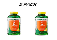 (2 Pack) Spring Valley Vitamin C 500mg Chewable Tablets, Tropical Fruit, 200 Ct.