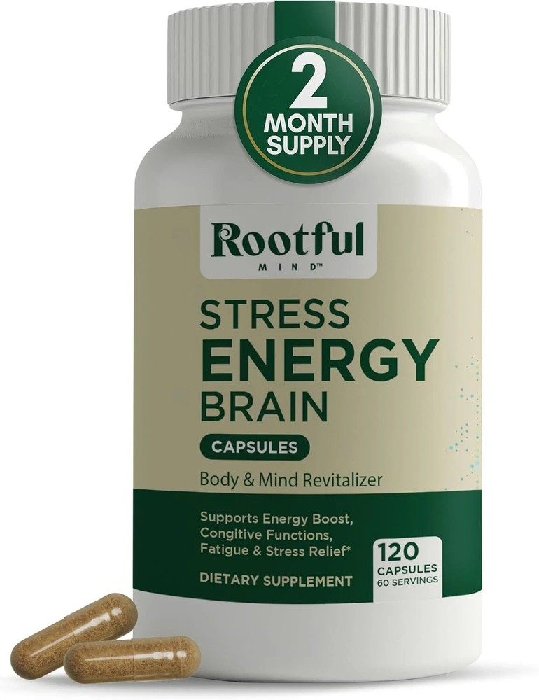 Rootful Mind Stress Energy Brain ~ Adrenal Support Supplements for Cortisol