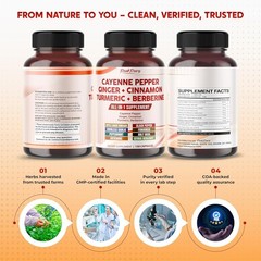 Cayenne Ginger Turmeric & Berberine Supports Digestion & Gut Health Made in USA