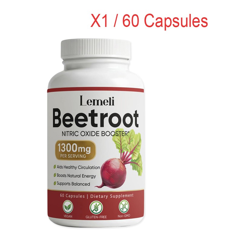 Lemeli Beetroot – 1300mg, Lemeli Beet Root Supplement 60 Capsules （1-5 pack）