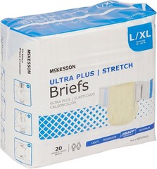 McKesson Ultra Plus Stretch Briefs, [80 Count], L/XL, 48-66 in. Incontinence A