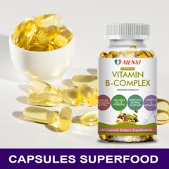 60pcs Vitamin B Complex, Vitamins B1, B2,B3,B5,B6,B8,B12, Energy, Metabolism Aid