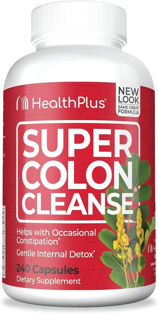 Health Plus Super Colon Cleanse Constipation Relief Capsules 240 Ct Pack of 2