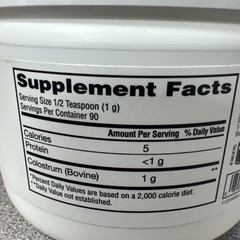 Isopure Bovine Colostrum Powder Unflavored – 3.17oz – EXP 07/2026