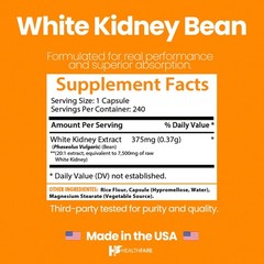 White Kidney Bean Extract 7,500 mg | 240 Capsules Pure Carb Blocker HEALTHFARE