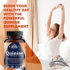FLORIDA HERBS Quinine for Leg Cramps 1000 mg 110 Capsules Cinchona 100 Count
