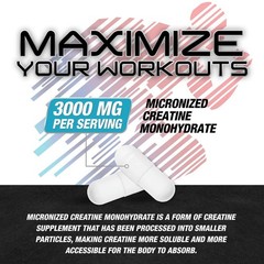 Creatine Monohydrate 3000mg Per Serving – 3X Strength 120 Count (Pack of 1)