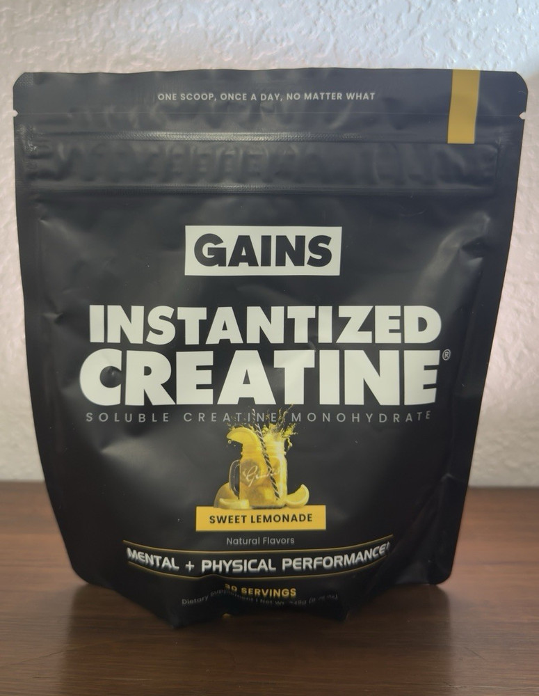 GAINS Instantized Creatine Monohydrate Powder Sweet Lemonade Vegan 5 g