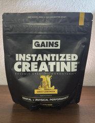 GAINS Instantized Creatine Monohydrate Powder Sweet Lemonade Vegan 5 g
