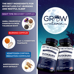 Grow Vitamin Bedtime Burn PM Fat Burner – Sleep Aid and Nighttime recovery- 60ct