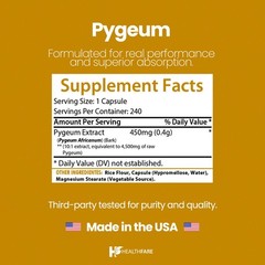 Pygeum Bark Extract Supplement 4500mg | 240 Capsules Prostate Health HEALTHFARE