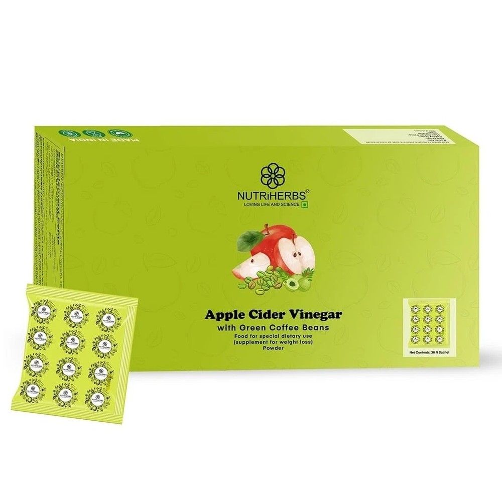 NUTRiHERBS Apple Cider Vinegar Powder Green Coffee Beans, Amla 30 Sachets Q380