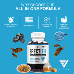(3 Pack) Erectifil Male Performance Gummies, Erec Tifil Support (90 Gummies)