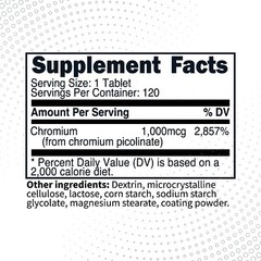 Type Zero Clean Chromium Picolinate Tablets (120 Count) 1,000 MCG Per Serving