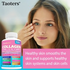 Collagen Capsules Peptides Types I, II, III, V & X 64,000 MCG Biotin
