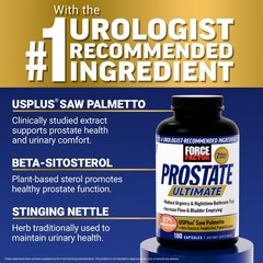 Force Factor Prostate Ultimate Saw Palmetto Nettle Urinary Flow Bladder 180ct