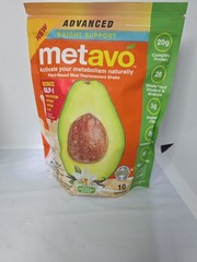 Metavo Plant-Based Meal Replac Shake Vanilla 21g Protein 10 Srvngs 9.5oz.10/26