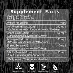 Herbal Supplements 60 Capsules, Potency Wood Ginseng Ashwagandha Gingko Tribulus