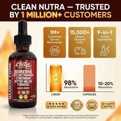 Clean Nutra Berberine & Ceylon Cinnamon Liquid Drops for Metabolism Support