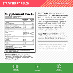 Optimum Nutrition Creatine Monohydrate Powder Strawberry Peach Performance 360g