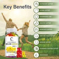 Mullein Leaf Extract Organic Lung Cleanse Gummies for Lung Health Natural Herbal
