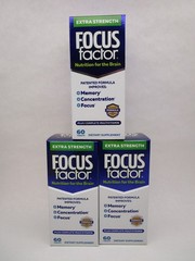 3 x Focus Factor Extra Strength Multivitamin Brain Health 60 Count Bottle 2/28