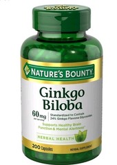 Nature’s Bounty Ginkgo Biloba Supplement 60mg, 200 Capsules