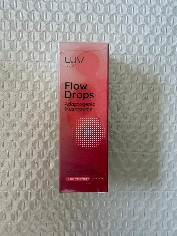 LUV Health Flow Drops – Adaptogen Mushroom Blend – Peach Watermelon Flavor