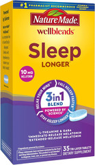 Nature Made Wellblends Sleep Longer Melatonin 10mg GABA L-Theanine 35 Tablets