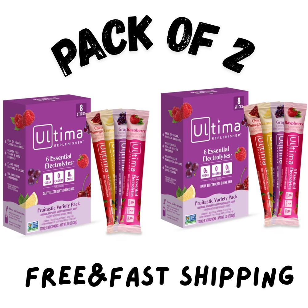 (2 PK) Ultima Replenisher Electrolyte Sugar Free Drink Mix Variety, 8 count EACH