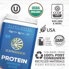 Sunwarrior Warrior Blend Plant-Based Raw Vegan Protein Powder, Mocha, 1.65 lbs