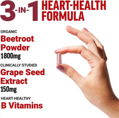 Supplement for Healthy Blood Pressure 90 Capsules 1800mg Beet Root TOTAL-BEETS