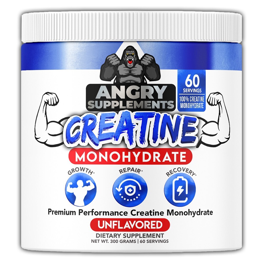 Creatina Monohidratada Angry Supplements 100% Premium Grow Repair 300g 60 serv