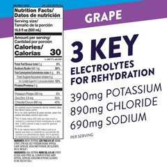 Pedialyte Electrolyte Solution, Grape, Hydration Drink, 16.9 Fl Oz (Pack of 12)