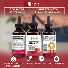 Maxx Herb Red Maca Root Extract Liquid for Energy, Stamina, Memory & Focus, 4oz