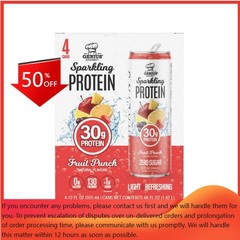 Genius Gourmet Fruit Punch 30g Sparkling Ready-to-Drink Protein – 4pk/12 fl oz
