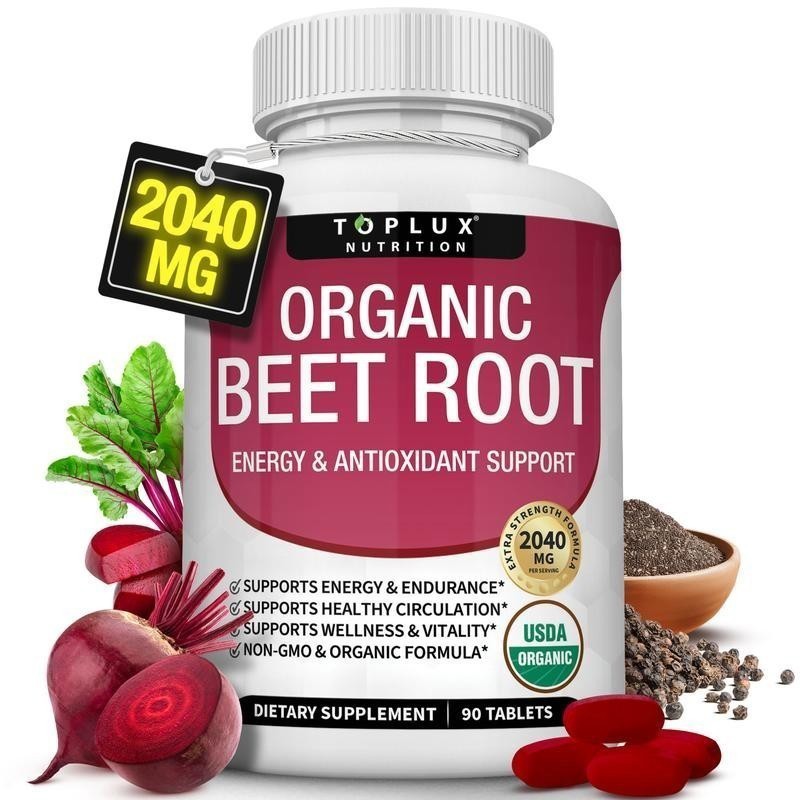 TopLux Beet Root 2040mg 90ct Energy Circulation Antioxidant Supplement New