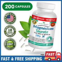 MAGNESIUM TAURATE 400 MG – 200 Casules – High Absorption | Non-GMO | Made in USA