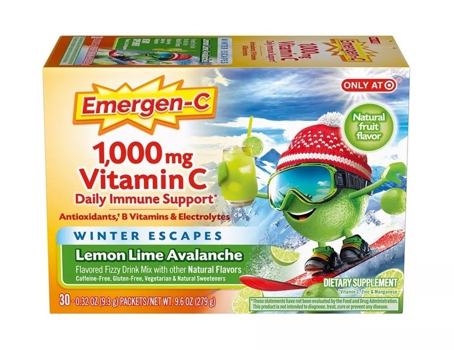 EmergenC Vitamin C Lemon Lime Avalanche Daily Immune System Support 30ct-2 PACK