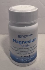Puregen Labs Magnesium Oxide 400mg 120 Tablets Exp03/27