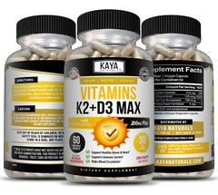 (2 Bottles) Vitamin K2 (MK7) D3 5000 IU Supplement, BioPerine Capsules, Immune