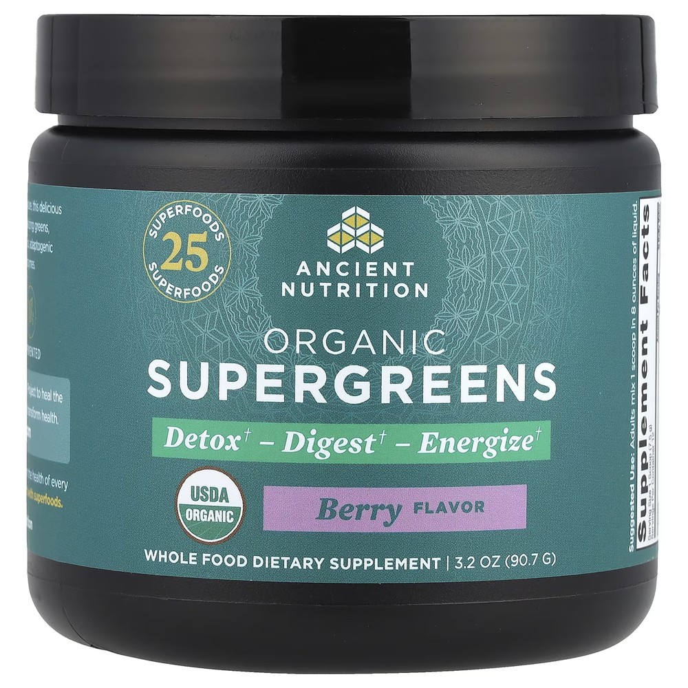 2 X Ancient Nutrition, Organic SuperGreens, Berry, 3.2 oz (90.7 g)