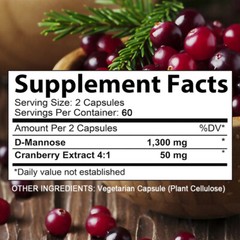 D-Mannose 1300 Mg With Cranberry Extract – Urinary Tract, Bladder Health