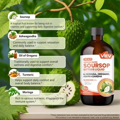 VEV Soursop Bitters Liquid with Graviola Extract – 20 in 1 Herbal Blend with …