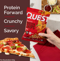 Quest Tortilla Style Protein Chips, 19g Protein,Pizza Flavor, 1.1oz Bags 4ct